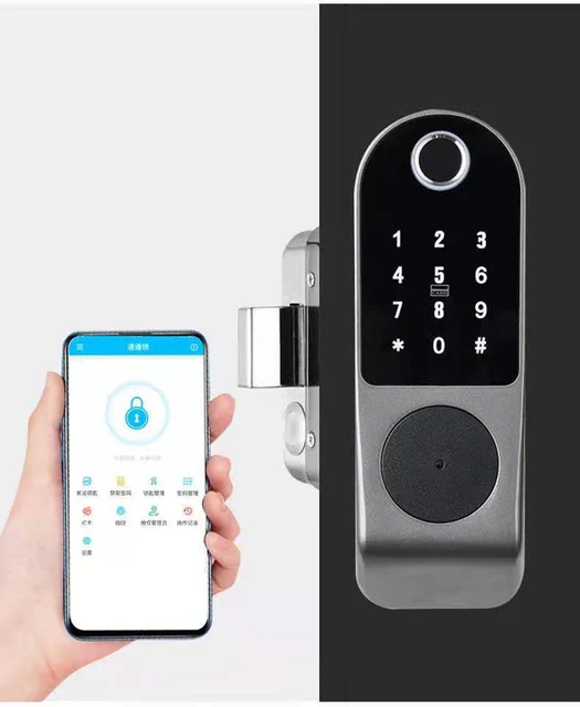 Security Home Gate Door Keys Entry RFID Card Code Password Tuya Wifi TTlock Smart Door Lock Digital Double Side Fingerprint Lock 2