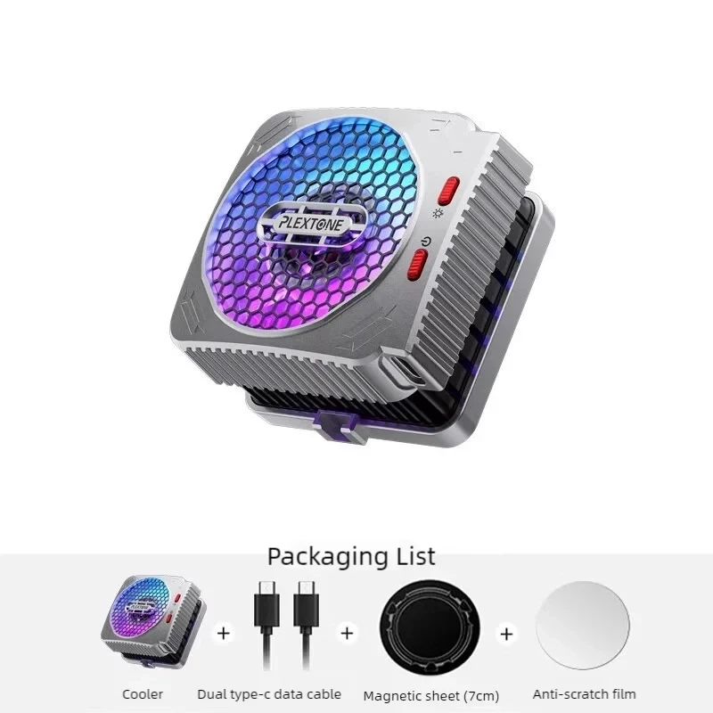 Plextone MX2 27W 자기식 반도체 쿨러 3단계 온도 설정 9-블레이드 무소음 팬 RGB 게이밍 블랙샤크