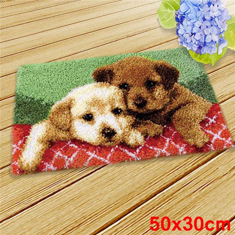 Cartoon Animal Embroidery Carpet Coarse Wool Cross Stitch 3D Latch Hook Carpet Embroidery DIY Latch Hook Kit
