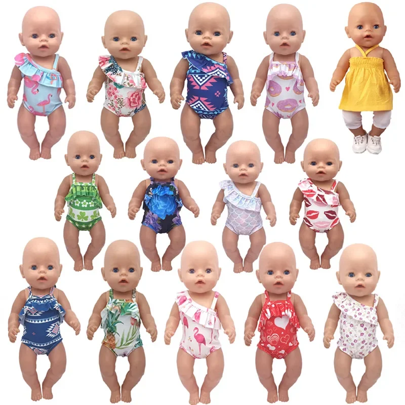 Baby Doll Summer Clothes for 43cm Born Baby Doll Swim Clothes 18 Inch Bikini doll clothes barbie doll clothes