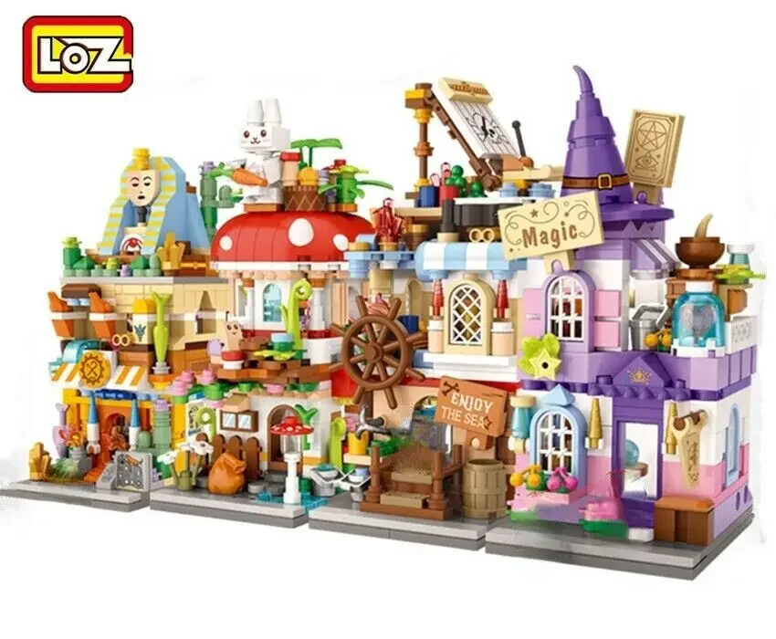 4 개/대 LOZ 거리 미니 블록 십대 빌딩 장난감 DIY 벽돌 퍼즐 휴일 선물 홈 장식 1633-1636 1653-1656 1645-1648