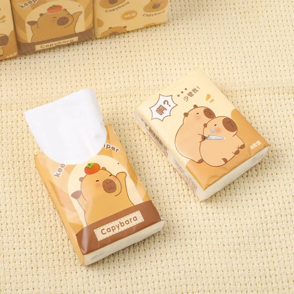 9 Packs Capybara Handkerchief Paper Soft 3Ply Panda Cartoon Handkerchief Paper Cleaning Skin-friendly Bear Toilet Travel toilet paper facial tissue paper