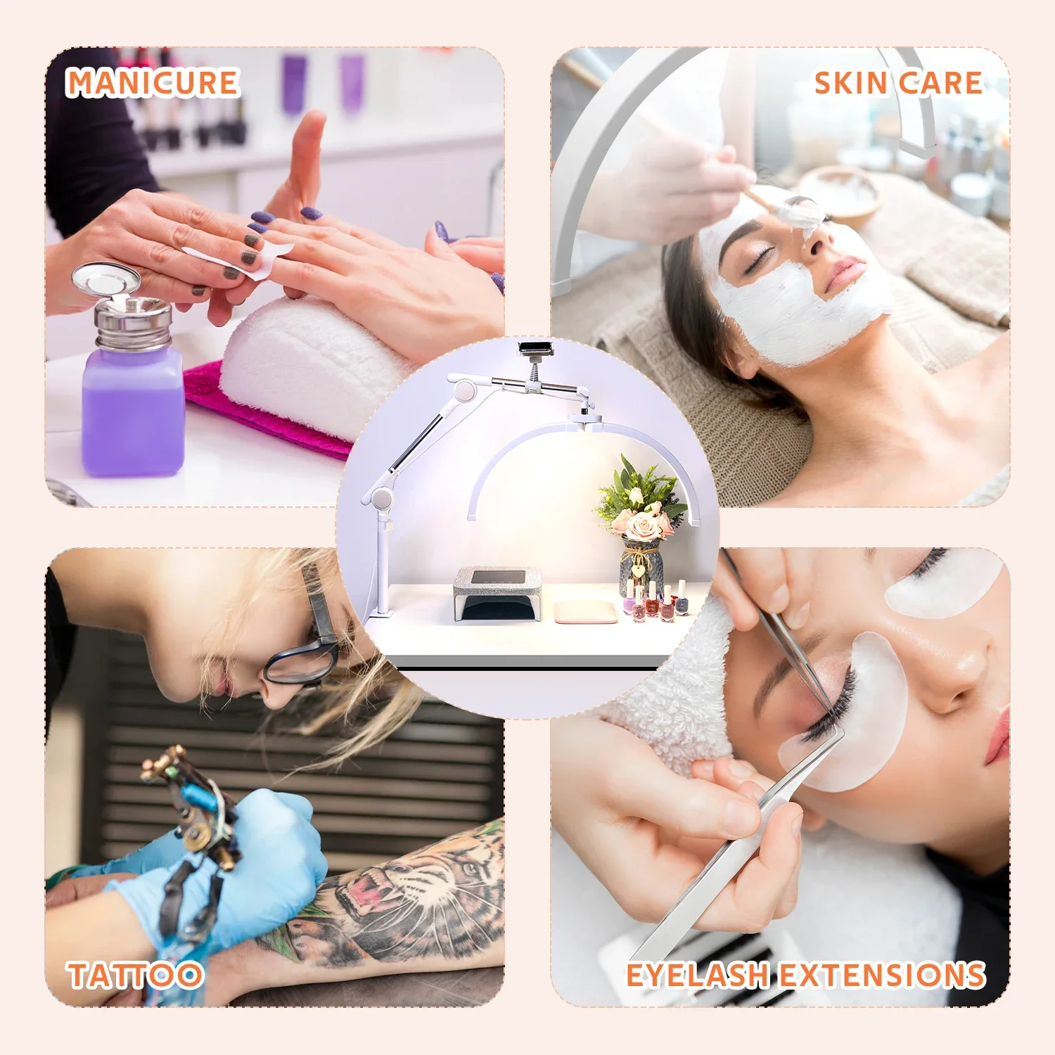 DianaBeauty Half Moon Light Rotating Cantilever U Shaped Fill Light for Nail Desk Foldable Table Lamp for Nail Art Manicure Use 5