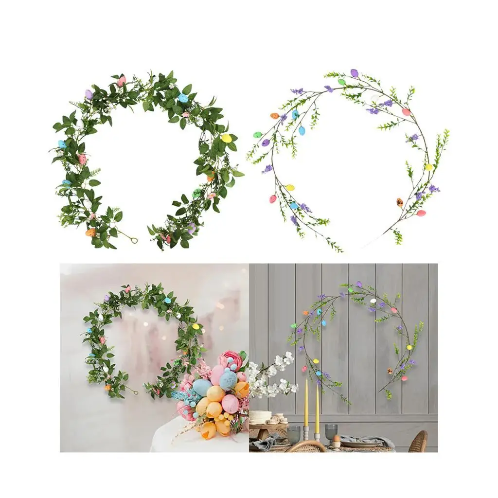 Easter Eggs Garland Hanging Decoration Spring Wreath Handicrafts Easter Egg Wreath for Birthday Home Indoor Outdoor Farmhouse