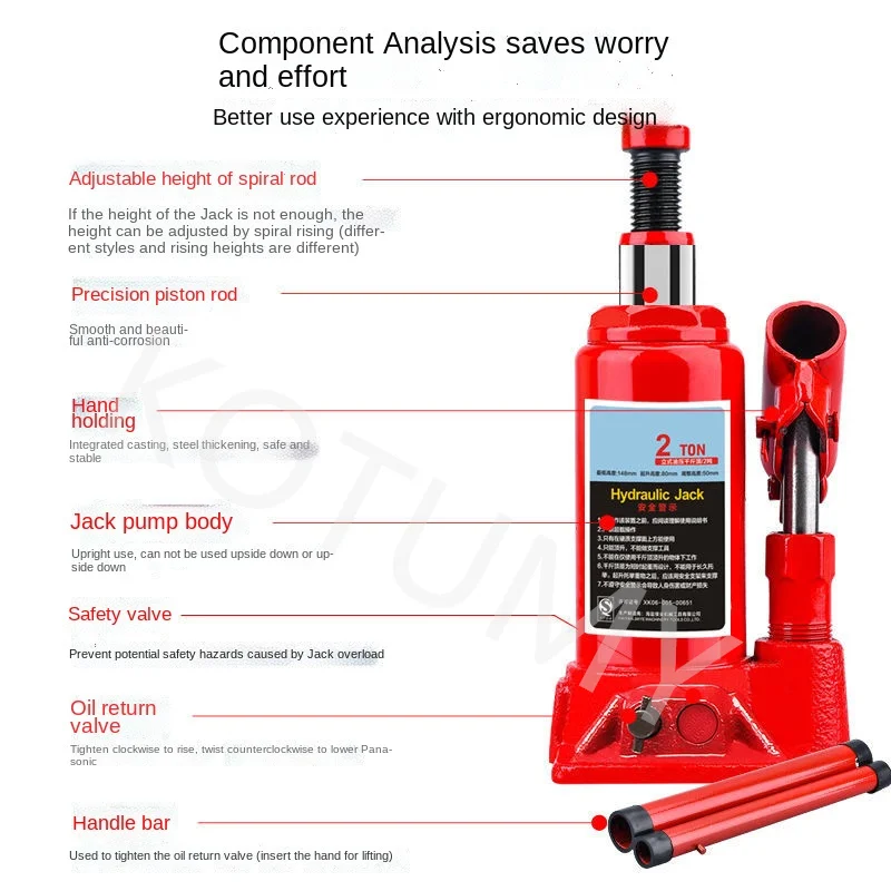Automotive Jack Air Hydraulic Machine Oil Rigging Proprietary Heat Treated Steel Cylinder Industrial Repair Mechanical Tools 2t