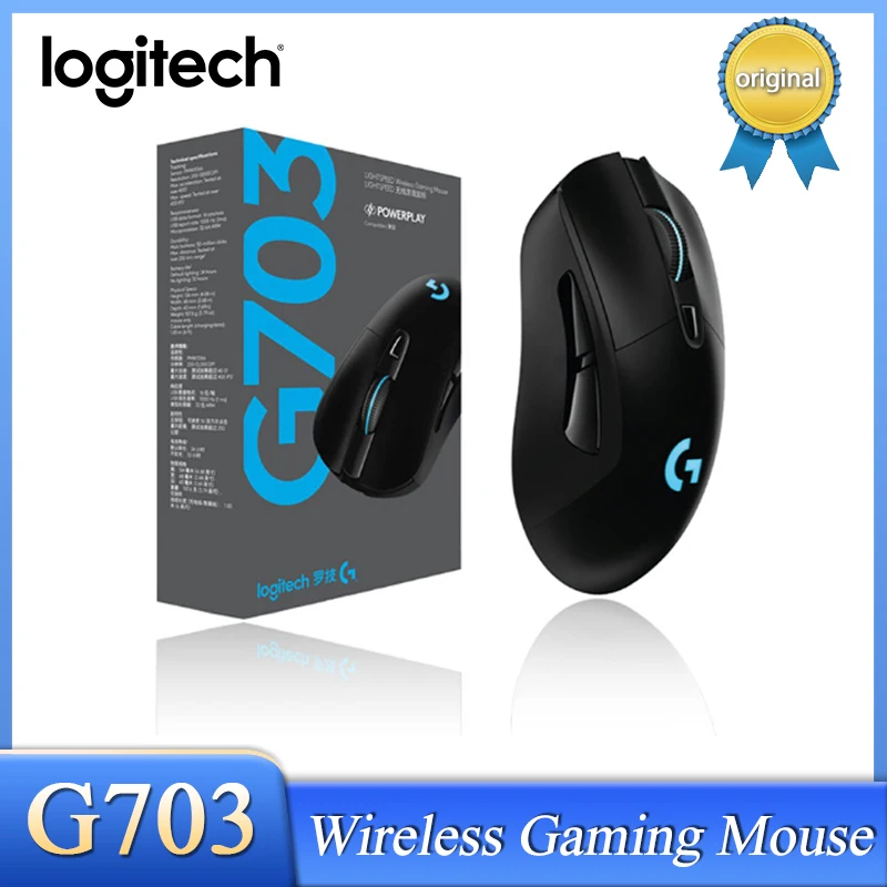 Logitech g703 lightspeed sem fio gaming mouse hero 25k sensor