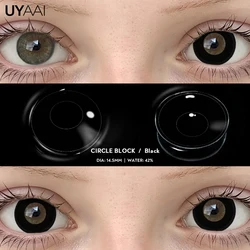 Enhanced Colored Cosplay Contact Lenses for Halloween and Costume Makeup (Circle Block Black)