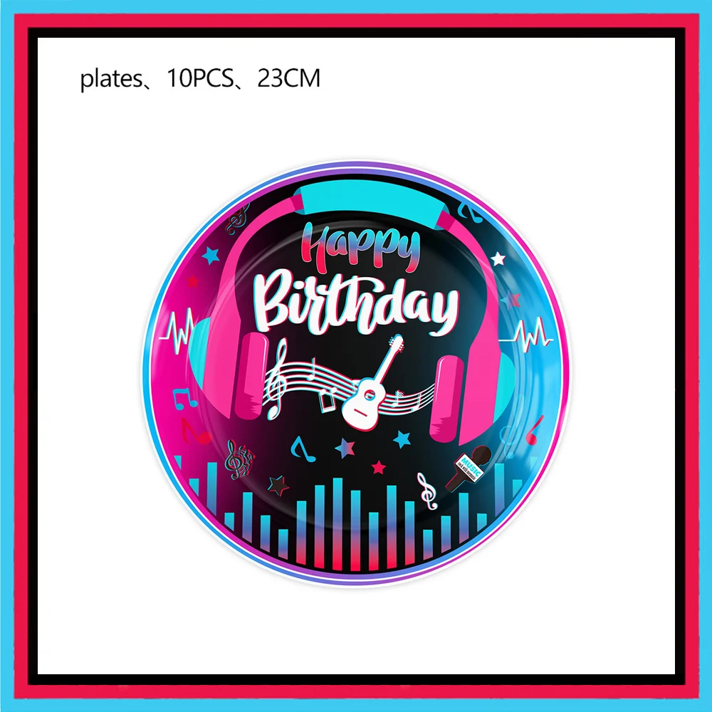 10 Menschen Musik Notation Geburtstag Party Dekoration Einweg Geschirr Tasse Teller Servietten Tischdecke Baby Shower Party Supplies – Detail 6