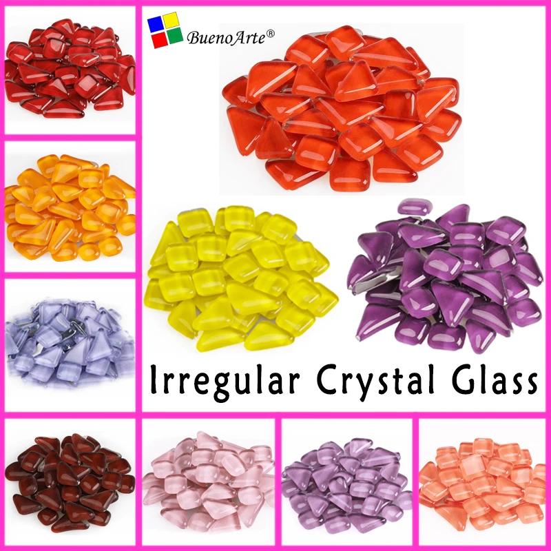 200g Crystal Glass Irregular Stone Colorful Mosaic Tile DIY Craft Material Garden Decor