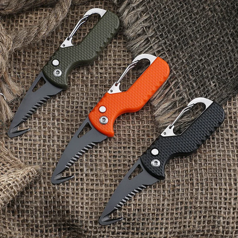 Portable Multifunctional Express Parcel Knife, Keychain, Serrated Hook, Carry-On Unpacking, Emergency Survival Tool Box Opener parcel knife multifunctional folding knife