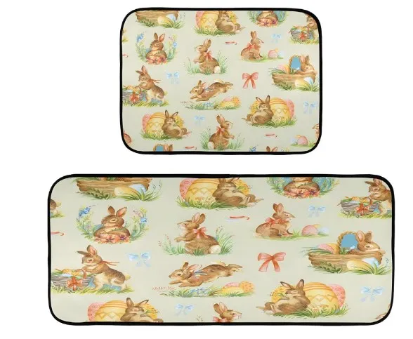 

Happy Easter Bunny Kitchen Entrance Doormat Home Decor Carpet For Living Room Corridor Balcony Rugs Non-Slip Bathroom Floor Mat