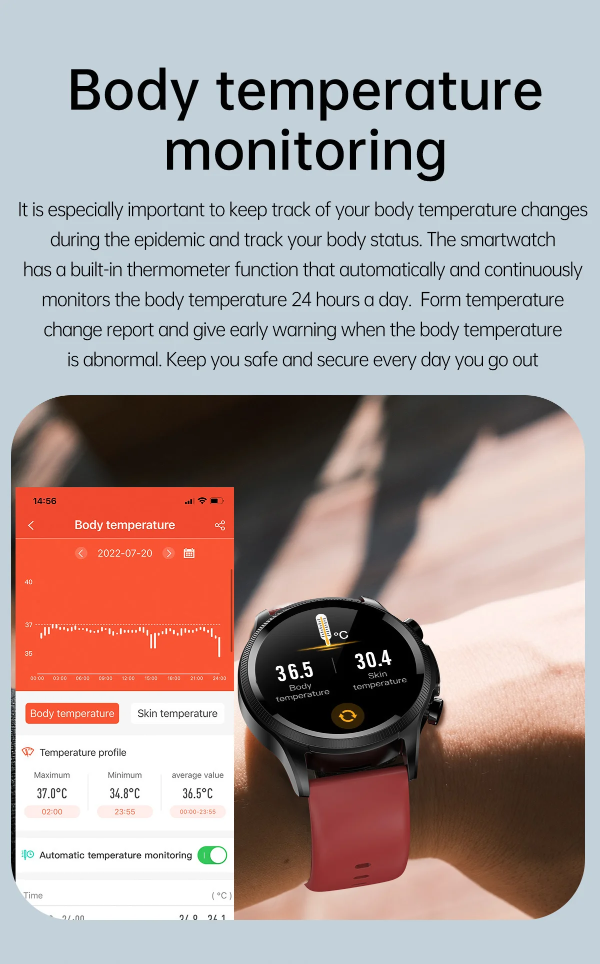 Xiaomi sports smartwatch with Blood Glucose, Blood Pressure/Sugar, Body Temperature, Heart Rate