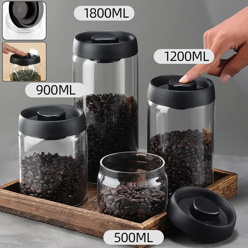 Coffee Beans Vacuum glass Sealed Tank Manual Vacuum Pumping Moisture-proof Transparent Seal Container Jars Food container