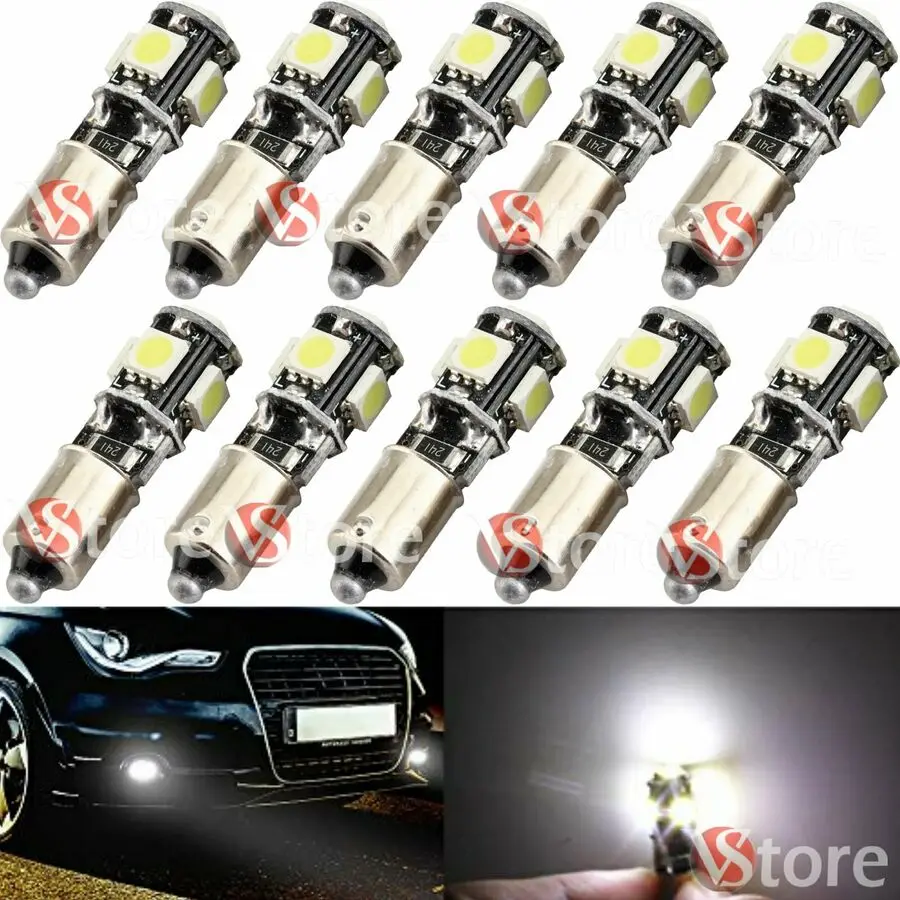 

10X светодиодные лампы 5050 5SMD BA9S T4 W H6, белые, с защитой от ошибок по Obd-коду, CAN-шина