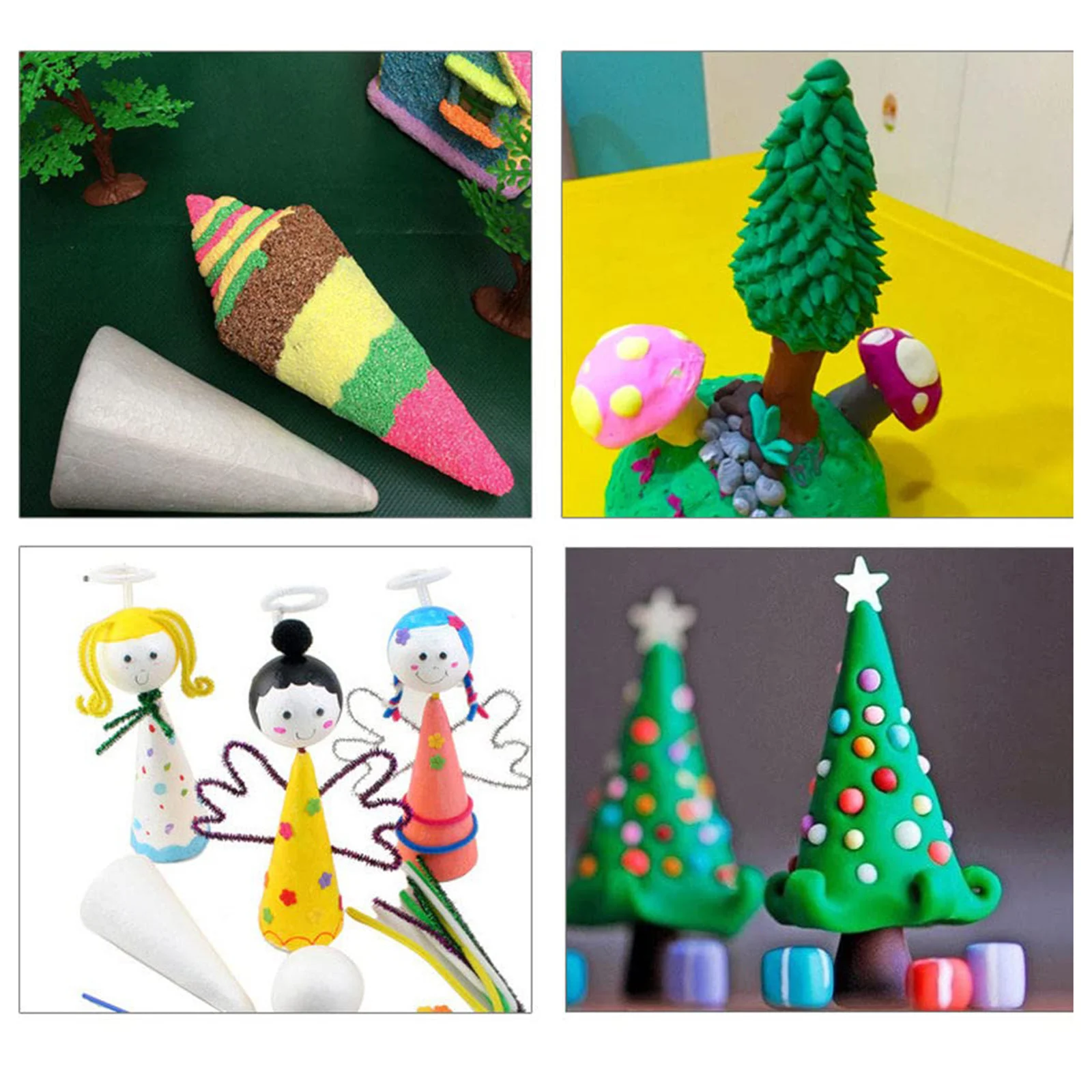 Schaumkegel, Kegel, Basteln, Weihnachtsbaum, Basteln, Polystyrol, weiße Blumenformen, Kinder, Modellieren, geformtes Kinderzubehör – Detail 8