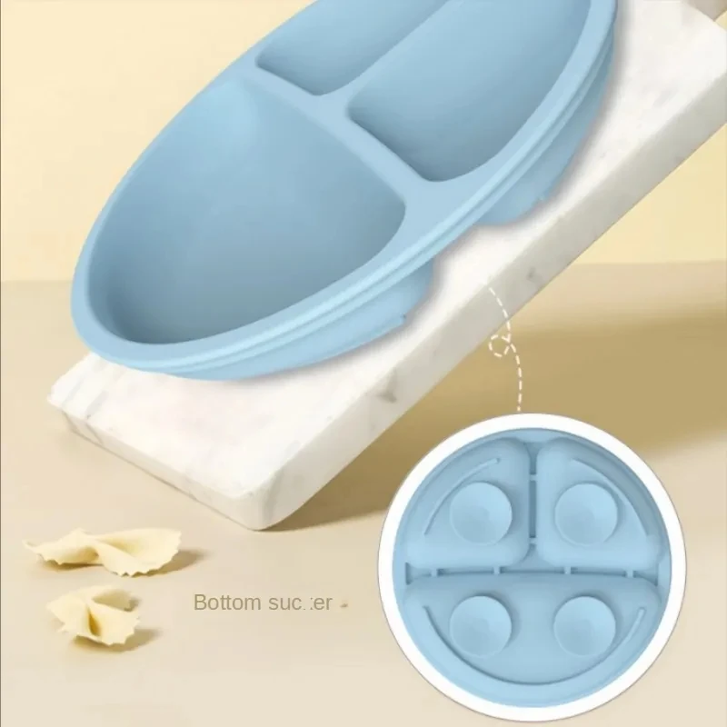 Eco-Friendly Silicone Toddler Suction Plate and Bowl Set with Wood Cutlery