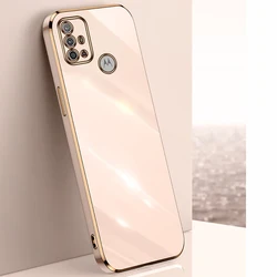 Luxury Plating Straight Edge Soft Cover - Shockproof Camera Protection Case for Moto One Marco (Pink 6D)