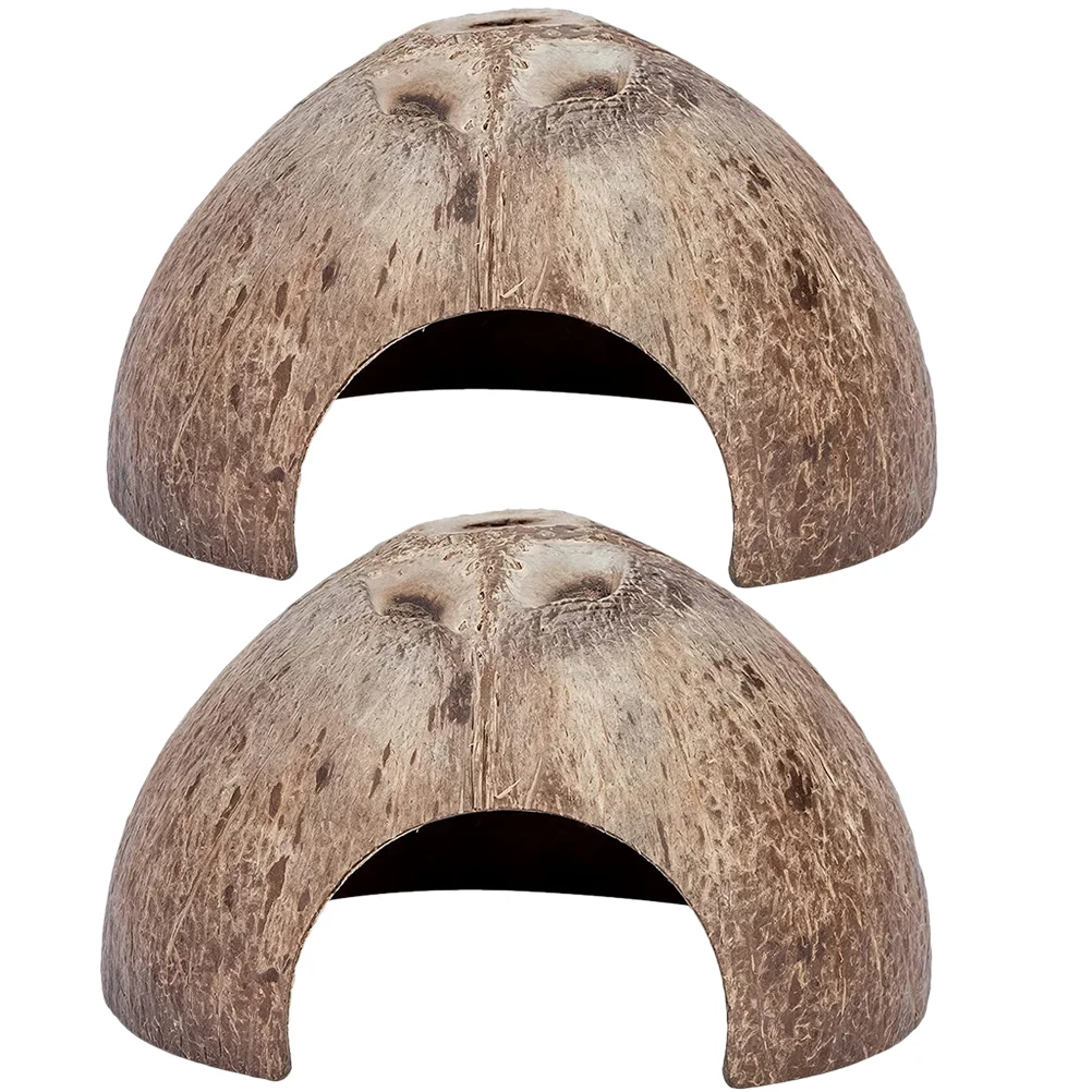 

2 Pcs Toy Animals Coconut Hideout House Resin Reptile Cave Delicate Hermit Crab Household Shelter Terrarium Decor