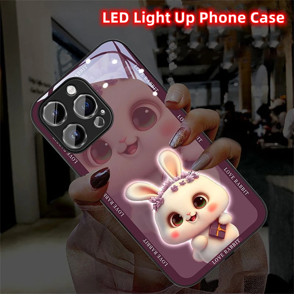 Niedliche Hasen-Soundsteuerungs-LED-Blitzhüllen Leuchtende Glasabdeckung für Samsung S26 S25 S24 S22 S23 S21 S20 FE Note 10 20 Plus Ultra – Detail 13