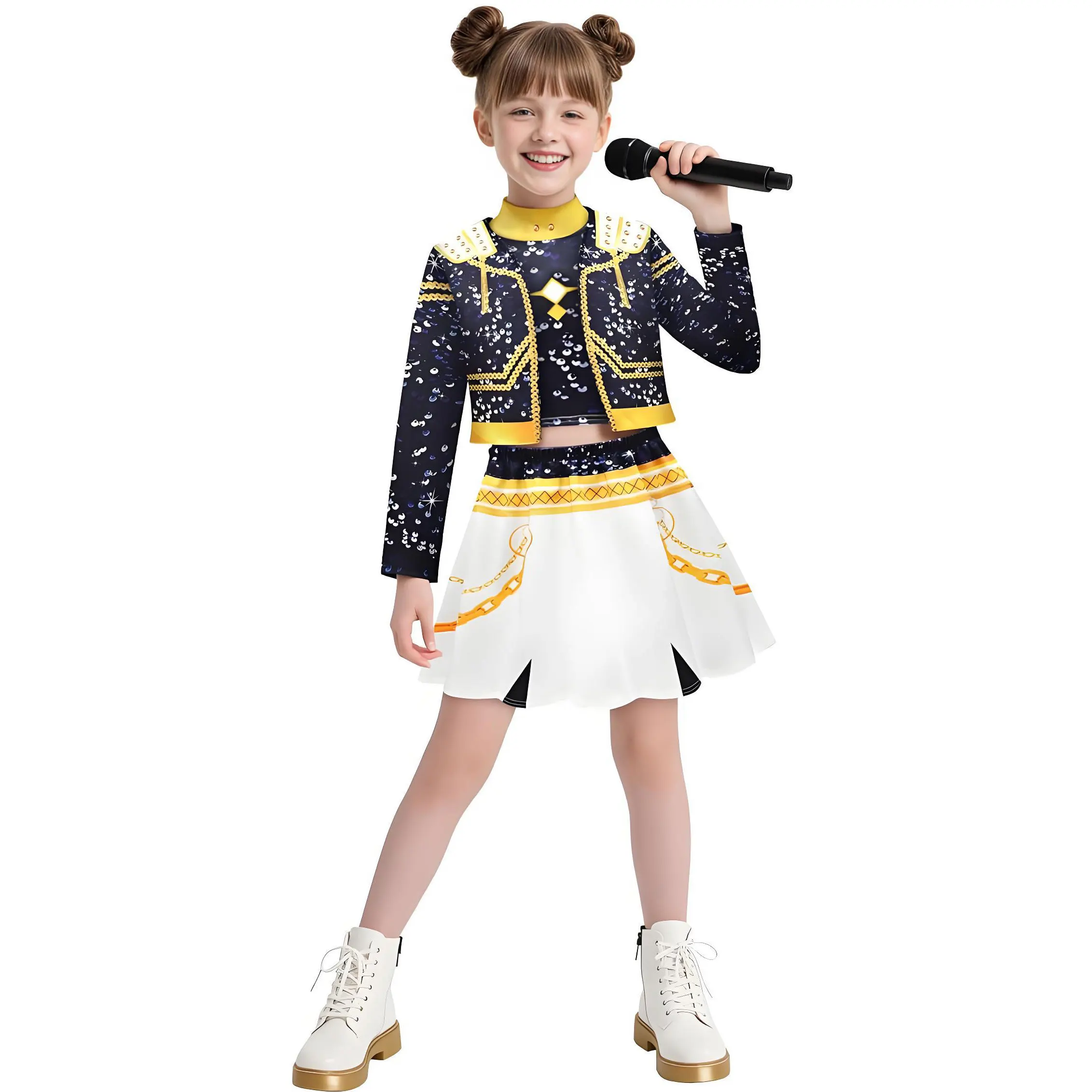 Hot Movie KPop Demon Hunters Costume Girl Cosplay KPop Singers Dance Role Halloween Demon Outfits Top + Pants + Accessories Set 2