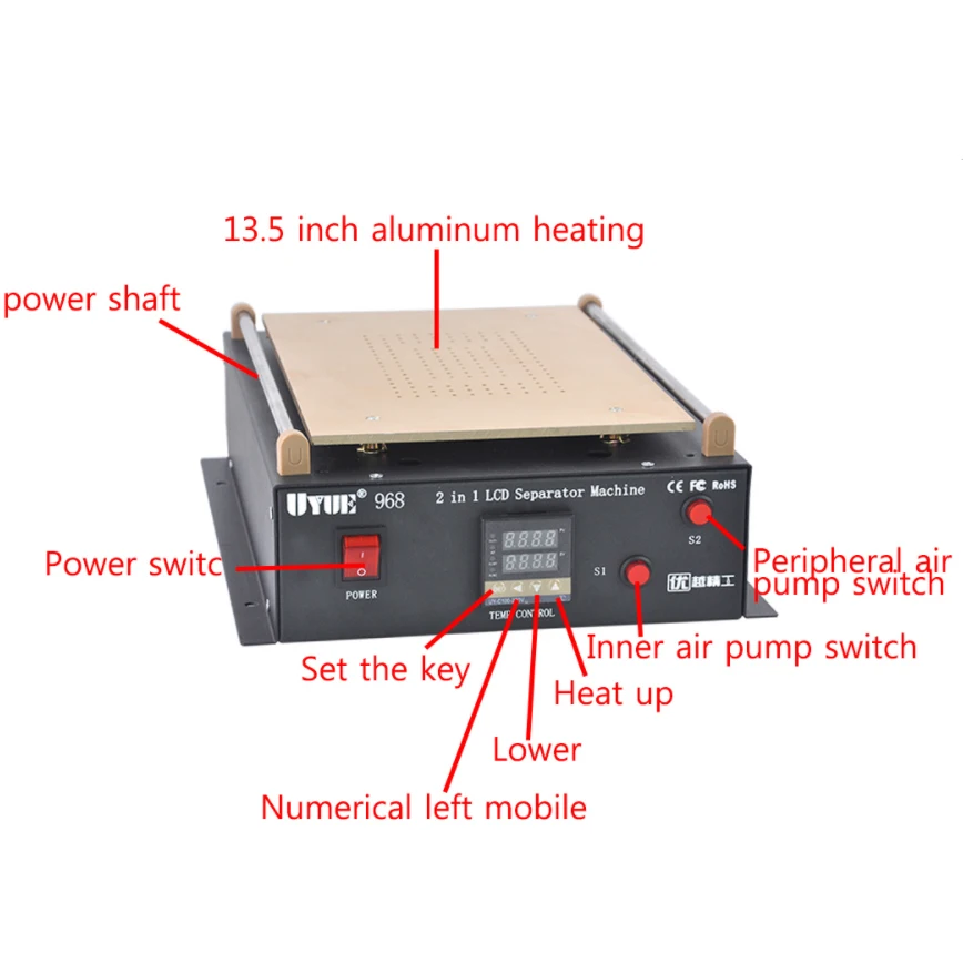 Build-in Air Dual Pump Vacuum Pump LCD Screen Separator For 14 inches Tablet Repair Machine