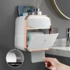 Bathroom Tissue Box Wall Mounted Waterproof Toilet Paper Holder No Punching Required Roll Paper Holder Toilet Sanitary Rack 2