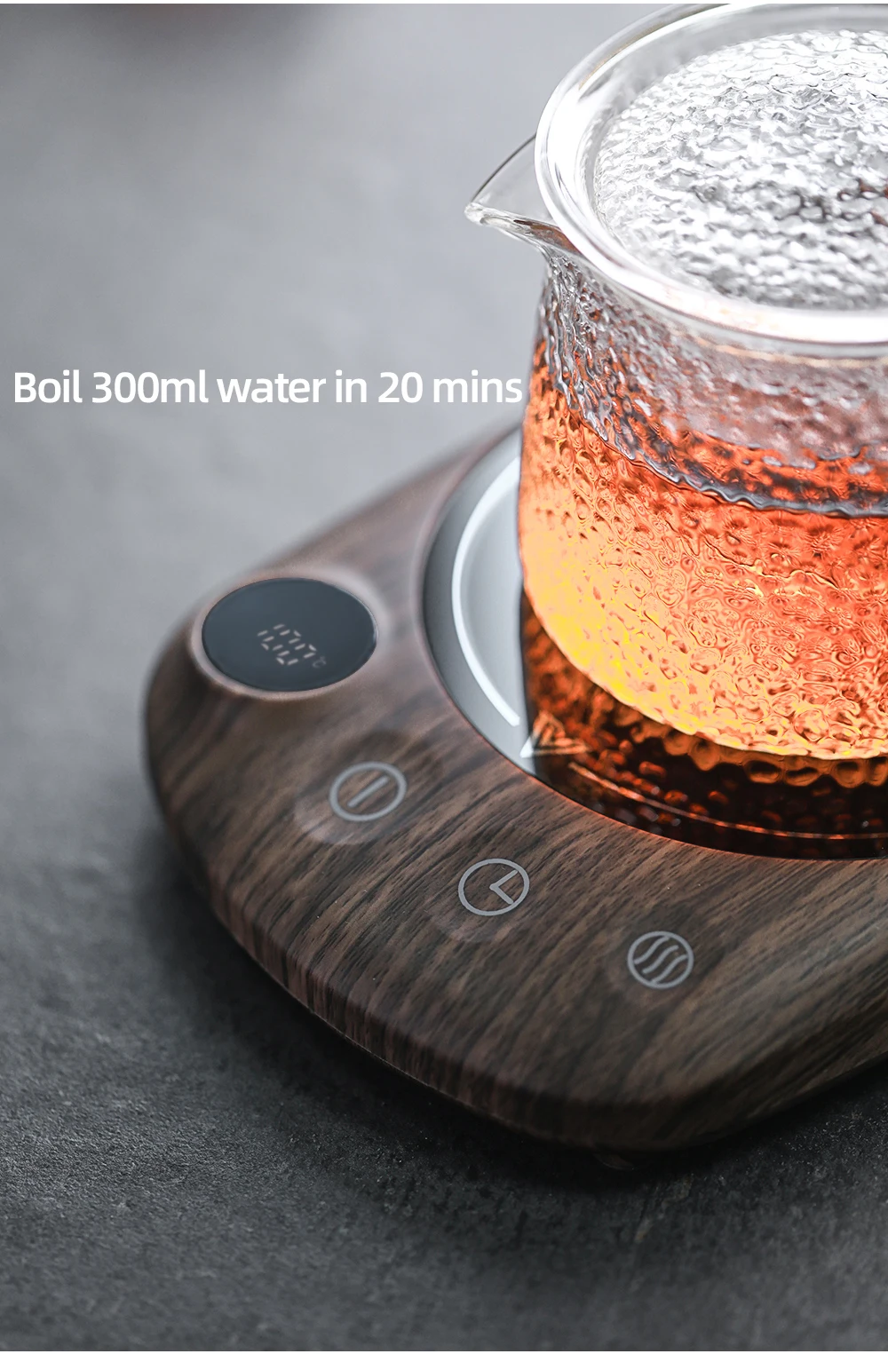 Description Picture 6 of item200W Coffee Mug Warmer Cup Heater 100°C Hot Tea Makers Warmer Coaster Heating Pad 5 Gear Cup Heaters For Coffee Milk Tea 220V