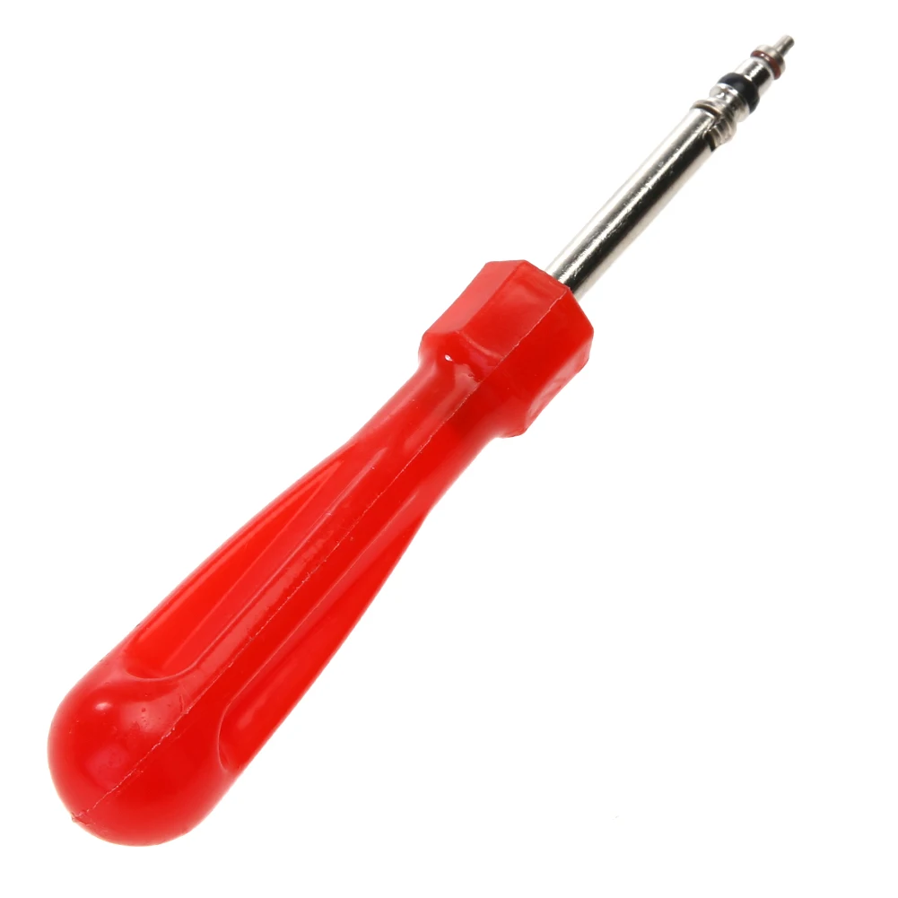 Tire Valve Core Removal Installer Tool Screw Driver Tire Repair Wrench with 5 Valve Cores Car Bike Motorcycle Repair Tools