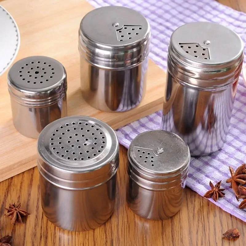 Seasoning Jar Salt Sugar Bottle Rotating Cover Multi-purpose Stainless Steel Spice Pepper Kitchen Gadget 1 Piece seasoning jar salt shaker spices bottle salt pepper shakers