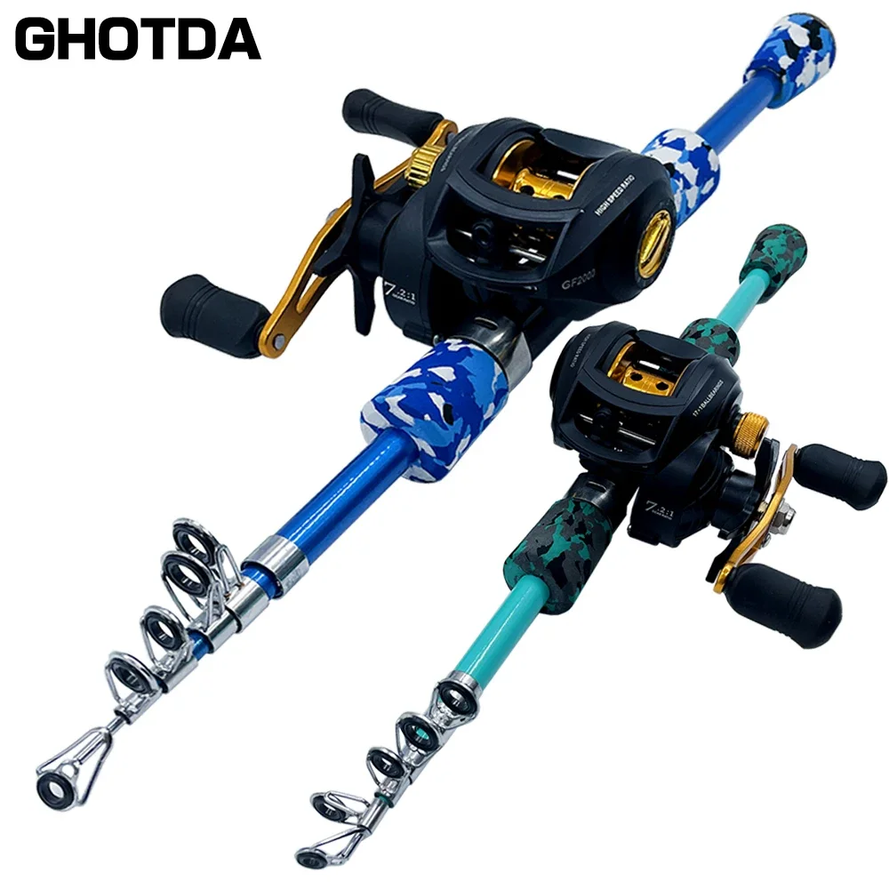 Fishing Rod Set Carbon Fiber Telescopic Fishing Rod Set 1.3/1.5/1.8m Complete Set Short-stroke Fishing Rod Reel Boat Rod Bass Carp Pike