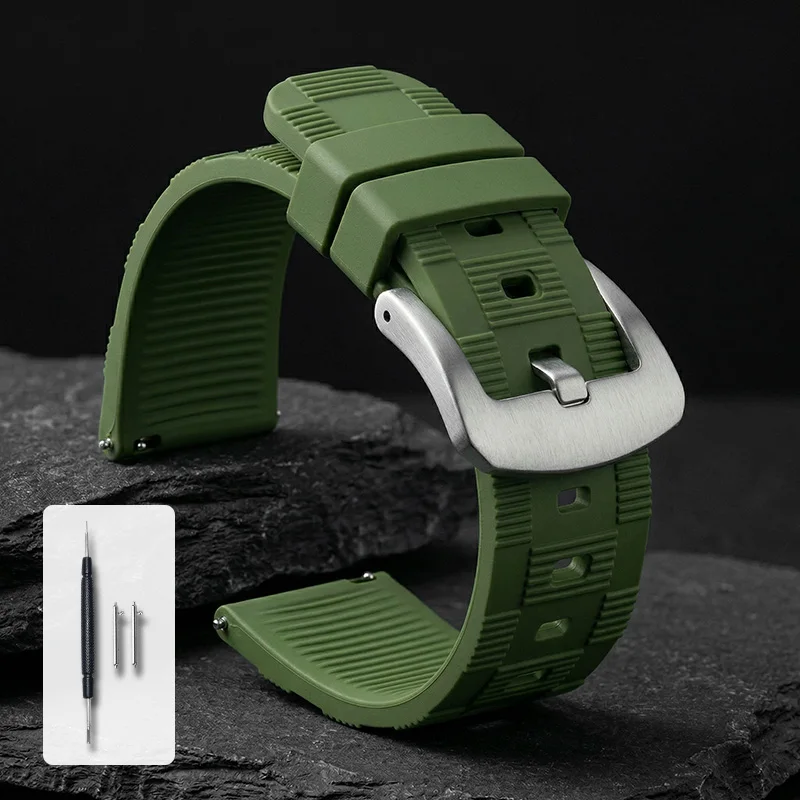 Luxury Breathable Fluororubber Sports Watch Strap