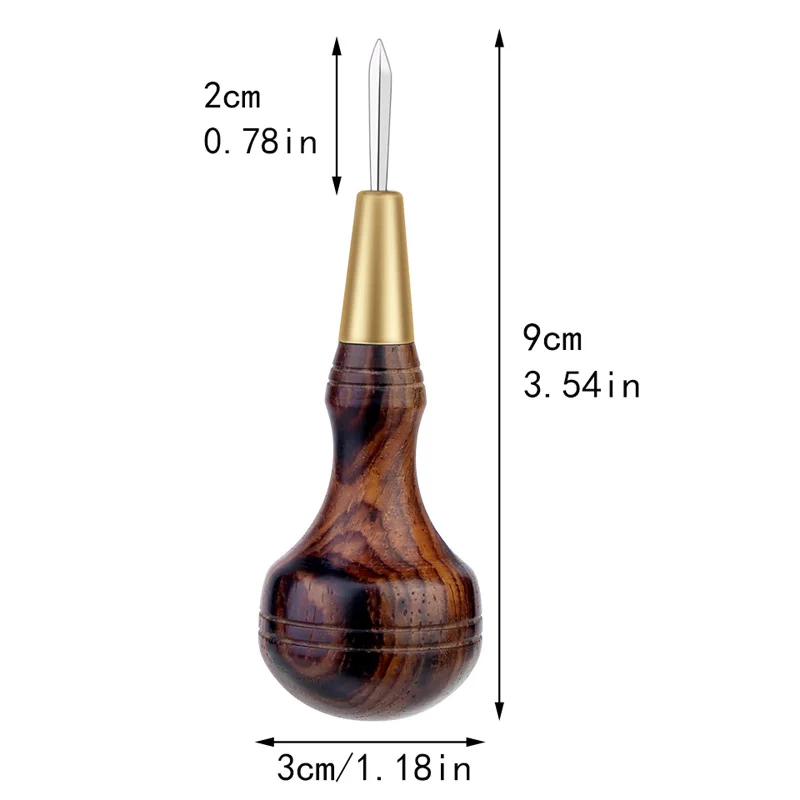 Sandalwood Handle Leather Stitching Awl DIY Handmade Leather Craft Tools Punching Tool Sewing Awl