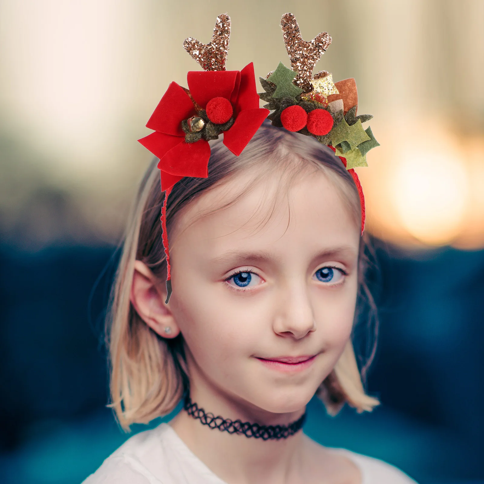 

Christmas Deer Antler Headband Glitter Reindeer Flower Crown Headband Berry Headdresses Hair Christmas Headpiece Photography