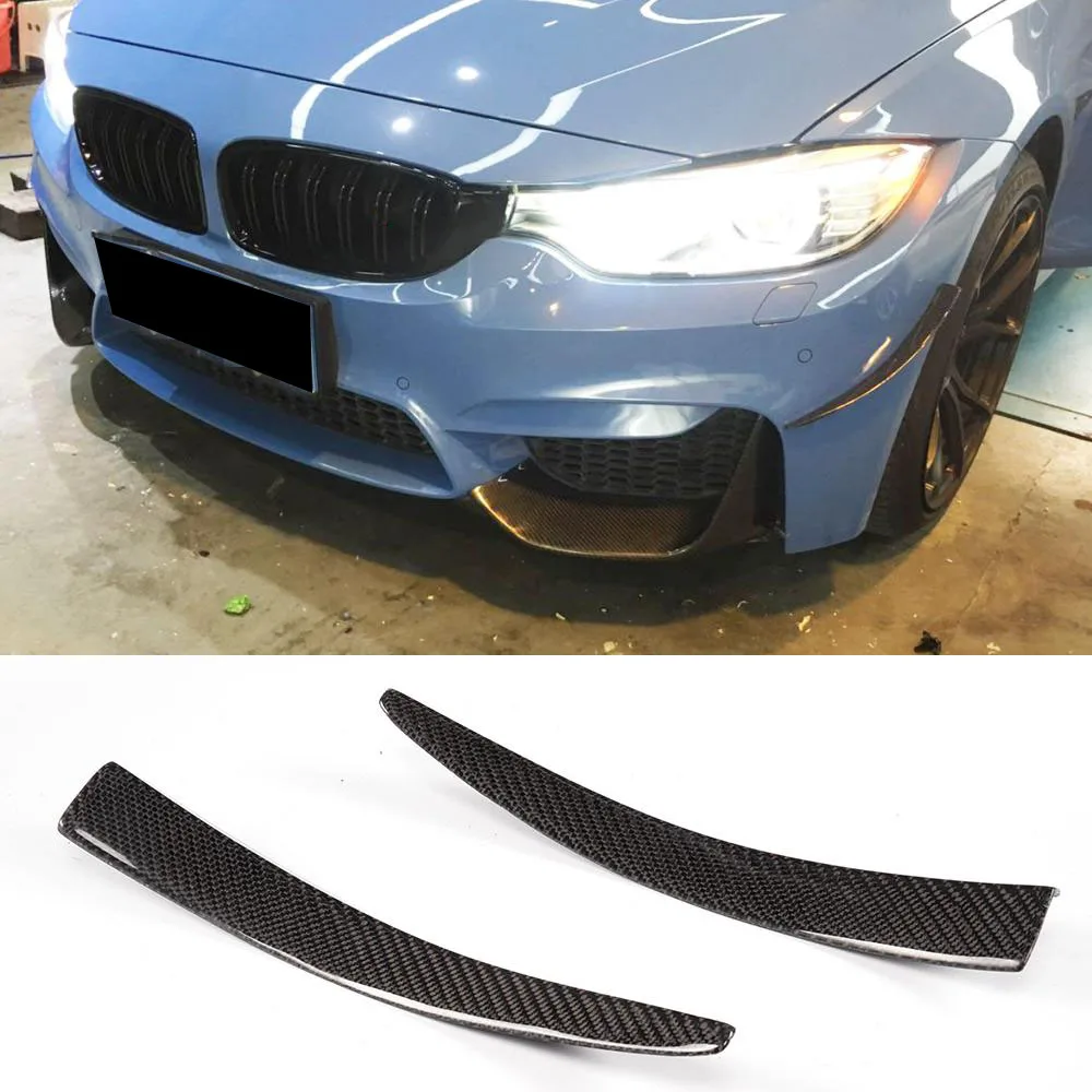 BMW F80 M3 F82 F83 M4 2014 - 2018 탄소 섬유 앞 범퍼 몰딩 트림 장식 탄소 섬유/FRP 2 개/대 Canards