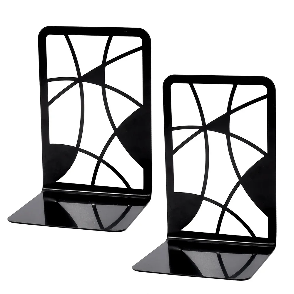 Book Organizer Metal Geometry Non-Slip Bookend Bracket Book Support Tree Stand Office Books Stop Accessories Ends Stopper Gifts