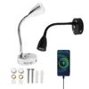 Black Silver DC12V 24V Touch Dimmable led Wall Lamp with Flex Neck and USB Output Socket, 3000K 6000K LED USB Reading Light 1