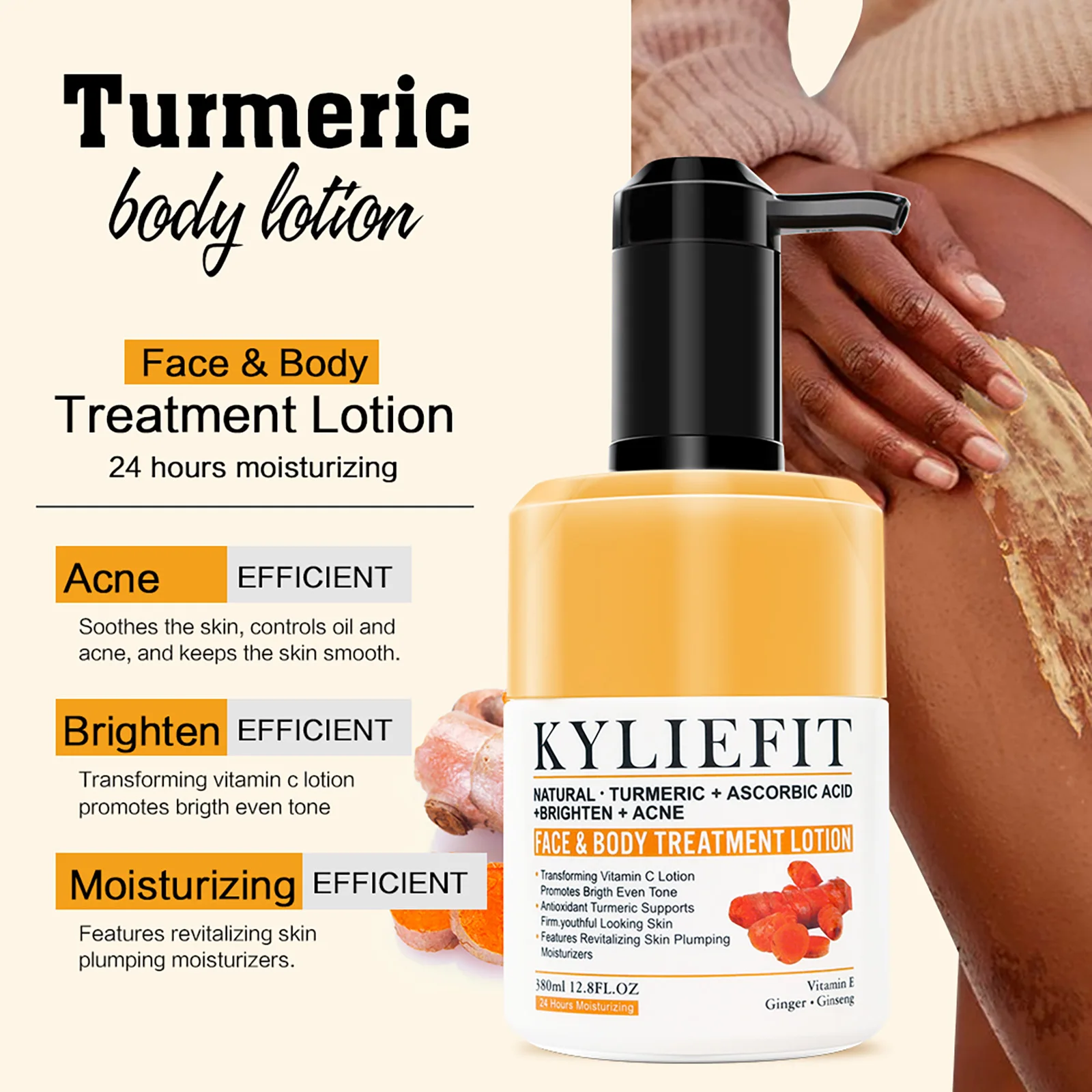 AILKE Organic Turmeric Skin Care Set, Reduce Acne, Cleaning Skin, Exfoliation, Whiten Skin, Even Skin Tone, Improve Dry Skin 4