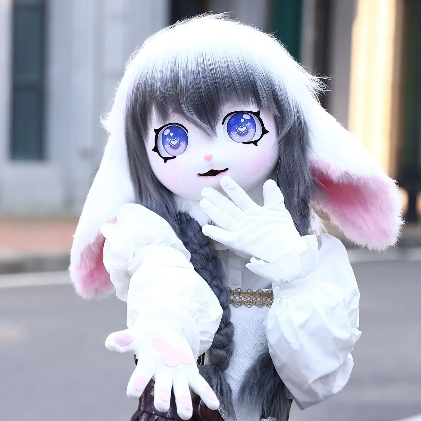 Kig Fursuit Kigurumi Headset Furry Cosplay Costume Animal Ear Rabbit Furry Mask Head Base Paw Comiket Cosplay perform Costume