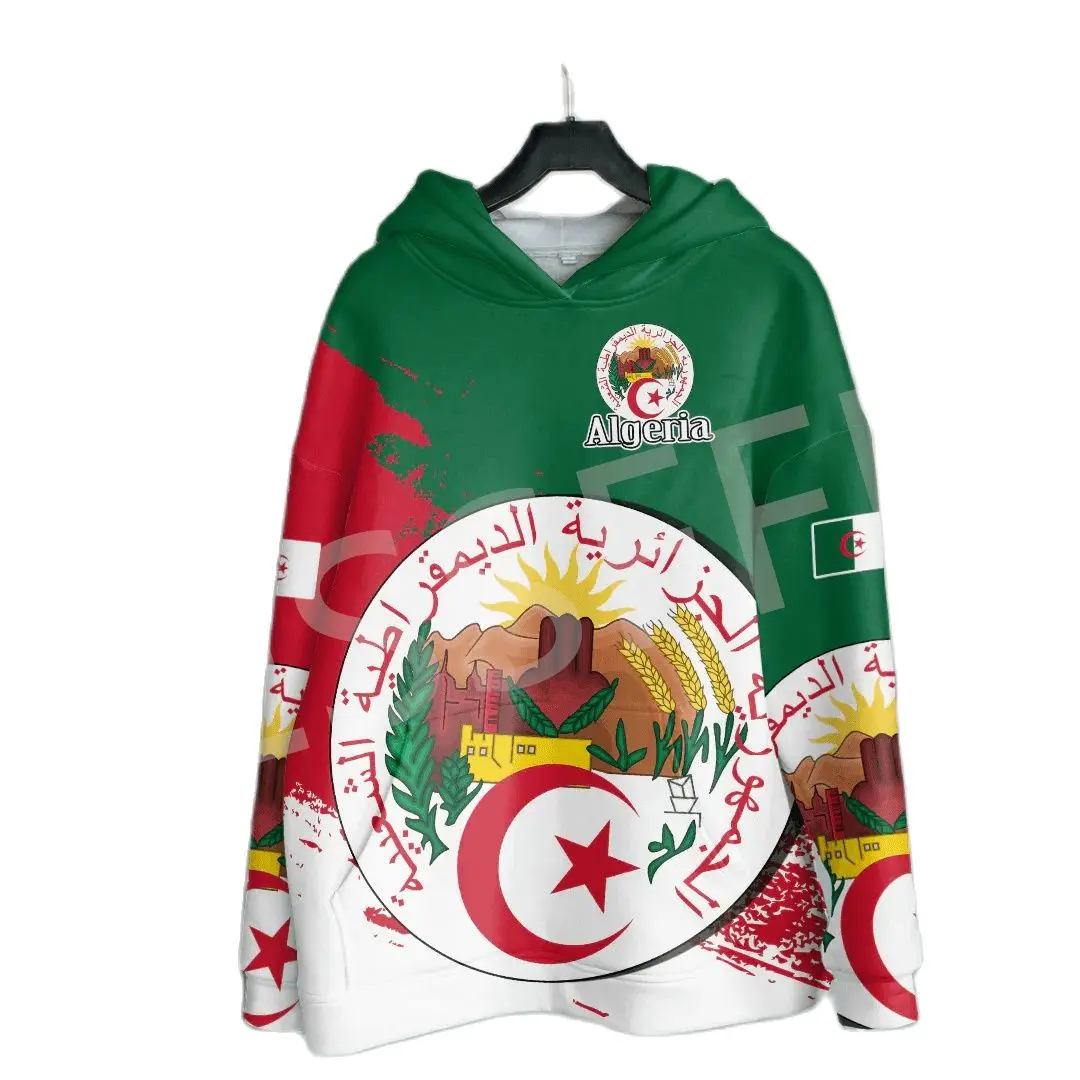 

NewFashion Africa Country Algeria Flag Tattoo Retro Tracksuit 3DPrint Harajuku Casual Streetwear Pullover Funny Jacket Hoodies P