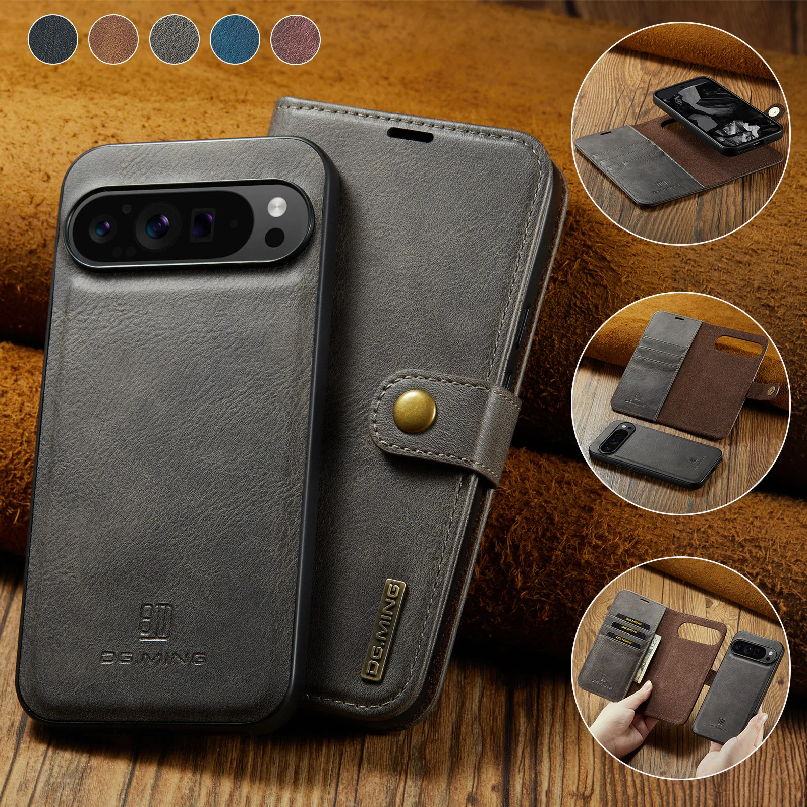 Magnetic Detachable 2-in-1 Flip Leather Wallet Phone Case by DG.MING