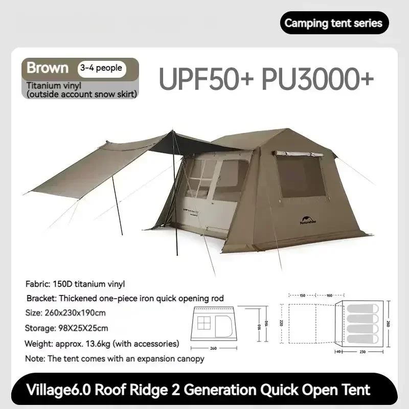 Naturehike Village 6.0 Quick Opening Tent Waterproof Black