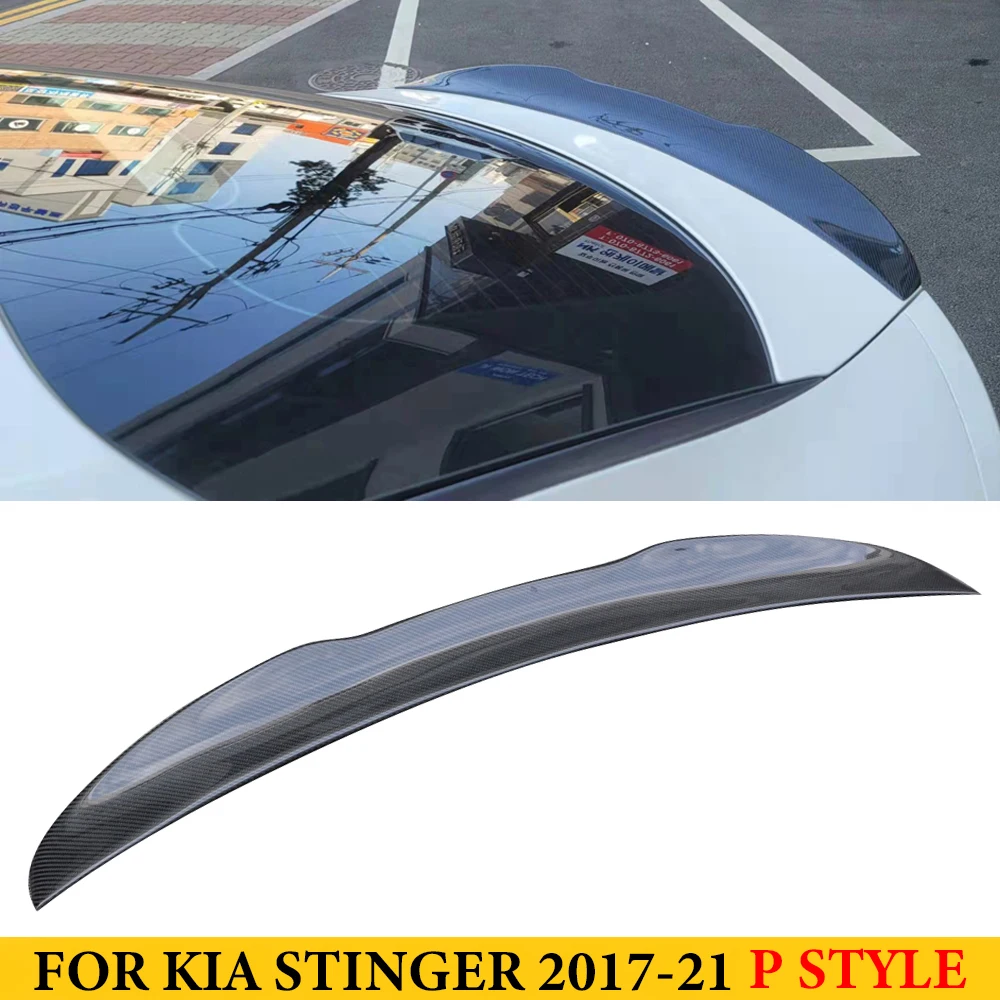 

For KIA Stinger 2017-2021 Carbon Fiber P Style Rear Spoiler Trunk Tail Wing Boot Lip Car Styling