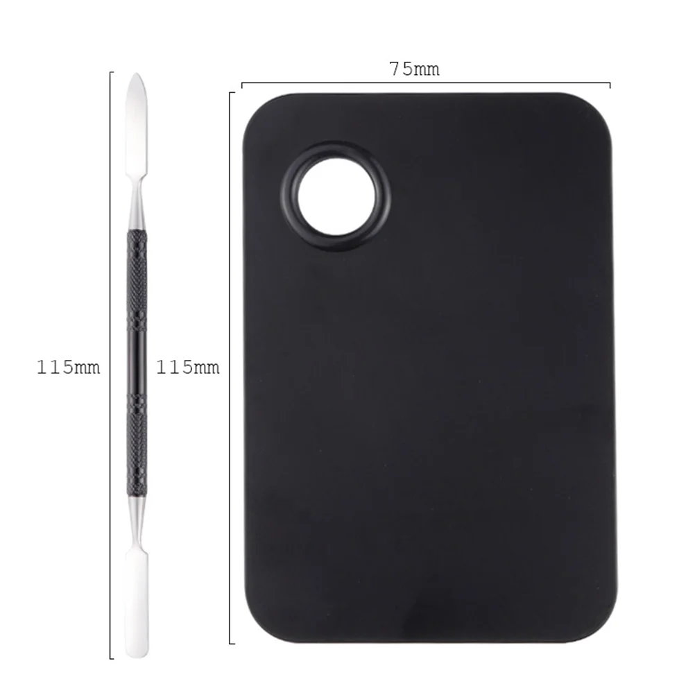 2 Pcs Mixing Color Pallet Nail Palette Stainless Steel Tool Paint Palette Mini For Kit Black Mixing Color Pallet