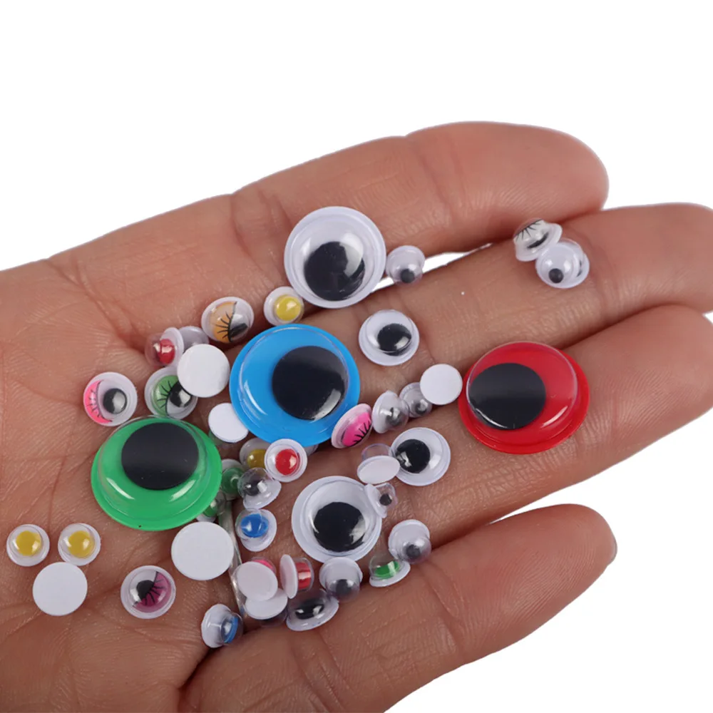 1500pcs Movable Self-Adhesive Eyes Wiggly Googly Animal Eyeball Kindergarten Children DIY Crafts K0882 plastic safety eyes doll eyes googly doll eyes plastic toy eyes swing eyes