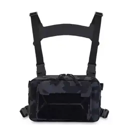 Waterproof Tactical Nylon Chest Bag for Men - Multifunctional Outdoor Backpack and Fanny Pack (Blue Camo)