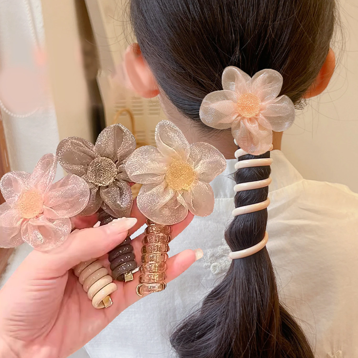 Elastic Knit Telephone Wire Hair Bands Girl Woman Hair Accessories Rubber Band Headwear Hair Rope Spiral Shape Hair Ties - Image 6