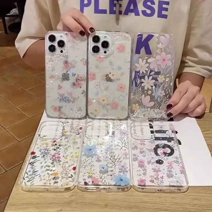Funda Delgada Para IPhone Con Diseño Floral - TPU Antirayones, Compatible Con Múltiples Modelos (iPhone 8 A 16)