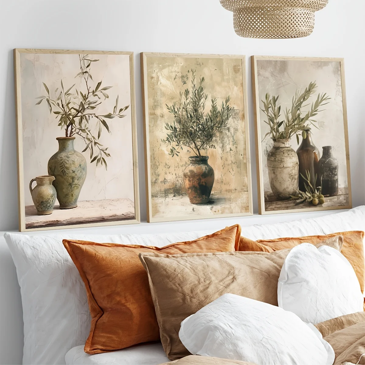 Retro Elegant Olive Tree and Lemon Canvas Poster Vase Wall Art Poster Perfect Gift for Living Room Bedroom Dormitory Home Decor 2