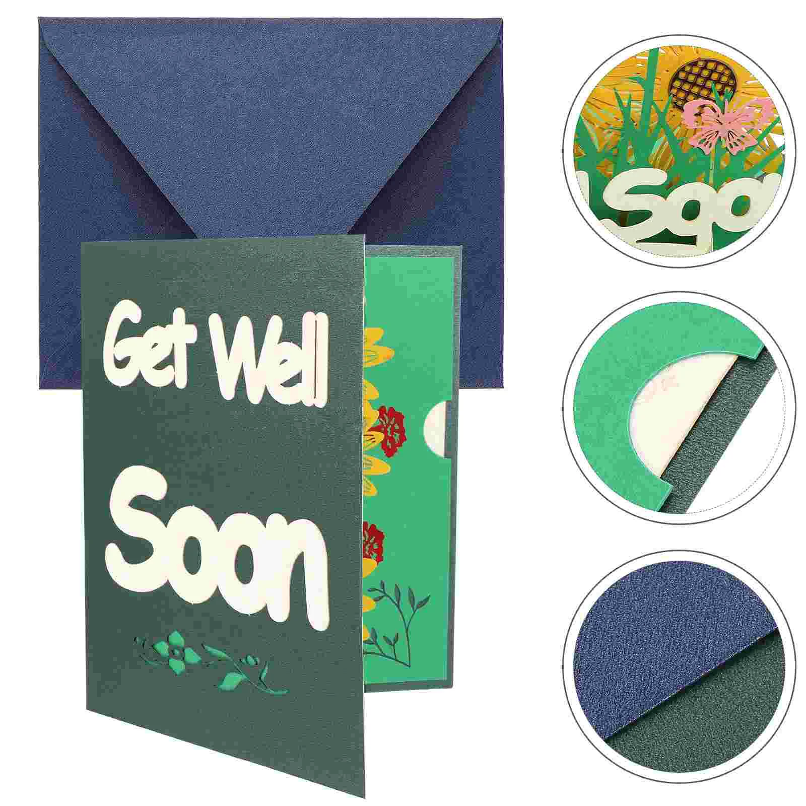 Three Dimensional Get Well Soon 3D Greeting Cards Paper Gift Cards Blessing Decorative Business