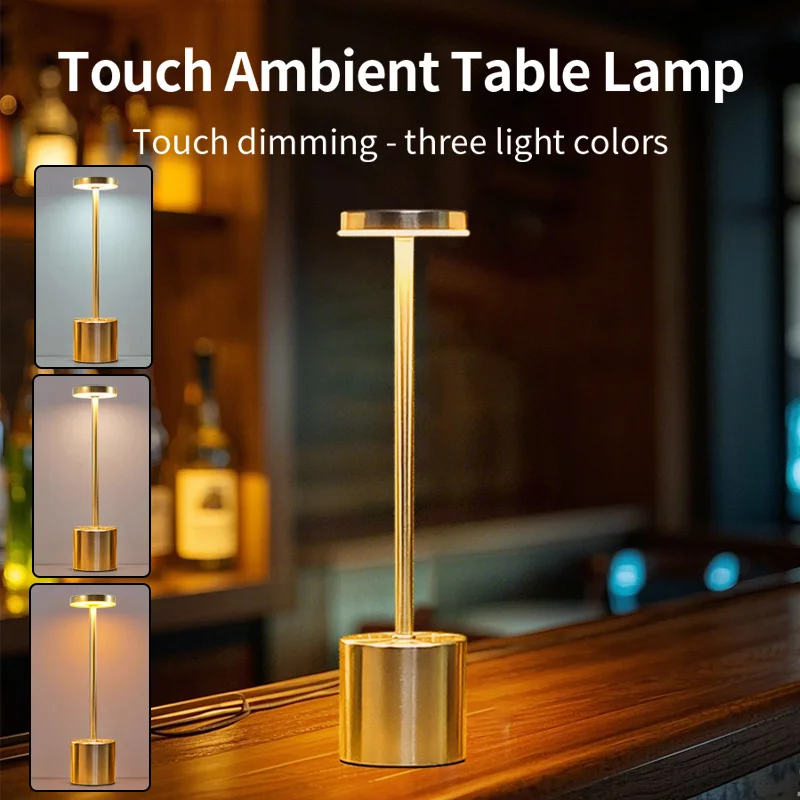 table lamp Classic Table Lamp USB Rechargeable Night Light Stepless Dimming Touch Desk Lamp 3 Colors Bedside Bar Hotel Decoration